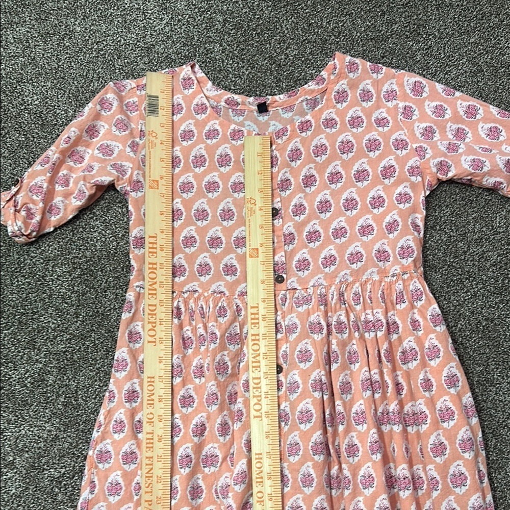 Peasant Pink and White Patterned Dress - marked EU size 40 - fits like a 6/8 Med - Picture 5 of 10